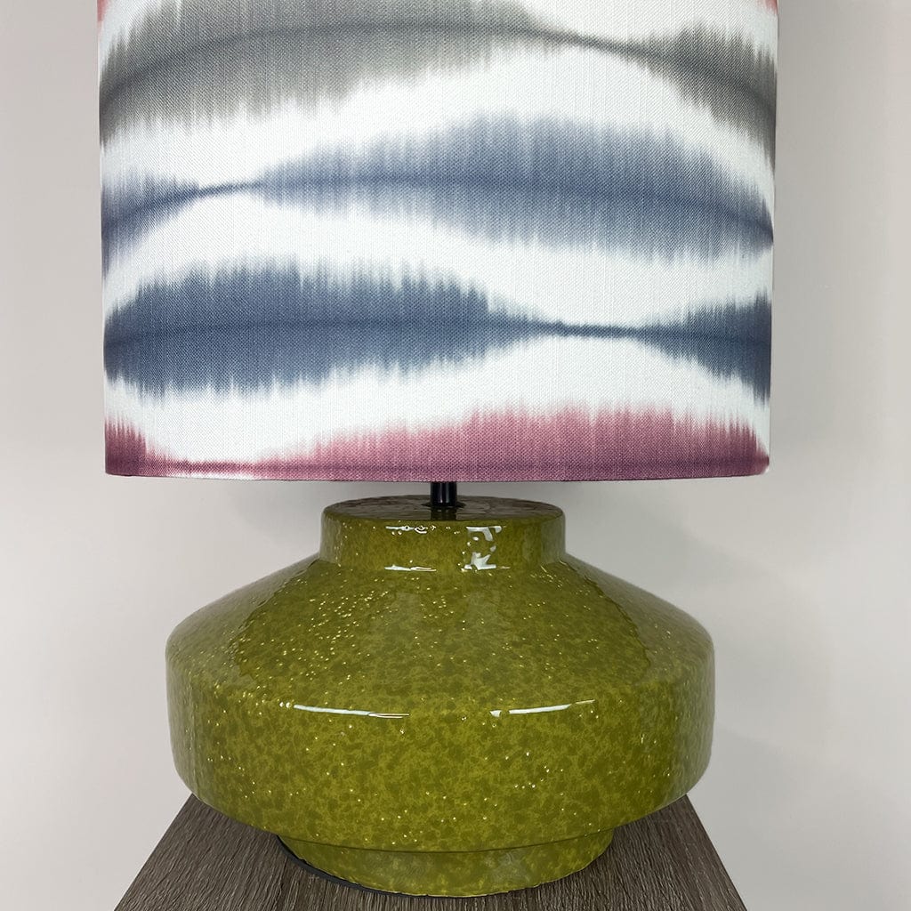 Pamplona Ceramic Green Table Lamp with Usuko Cranberry Rose Lampshade