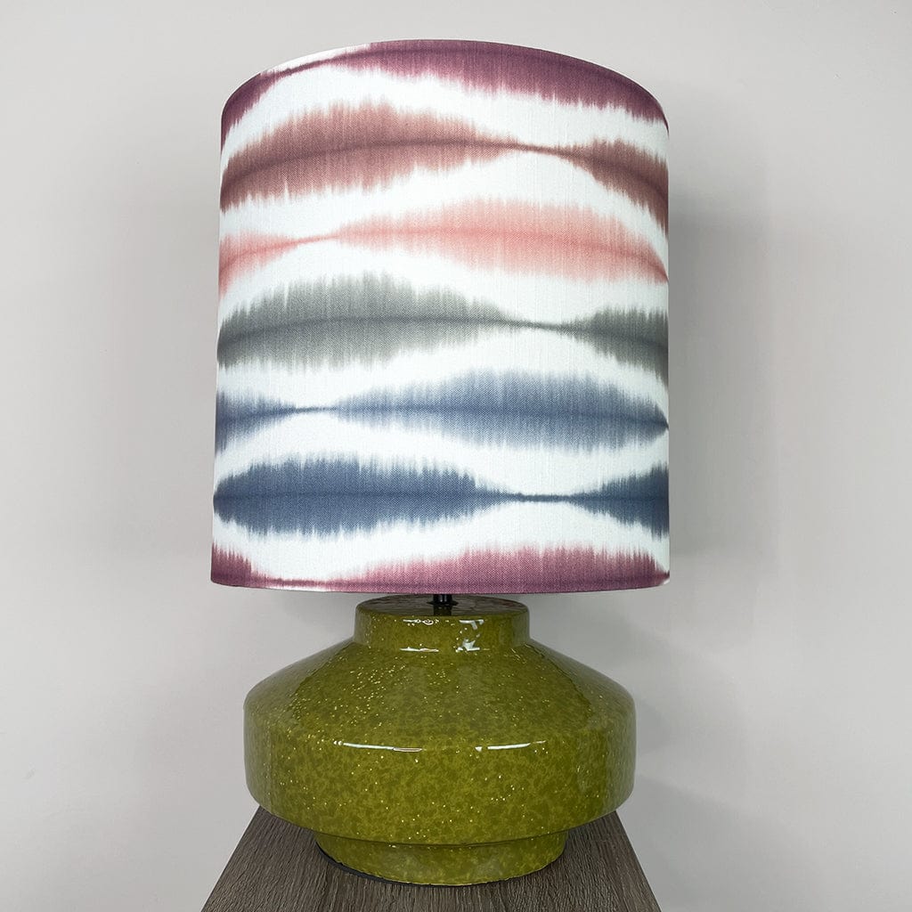 Pamplona Ceramic Green Table Lamp with Usuko Cranberry Rose Lampshade