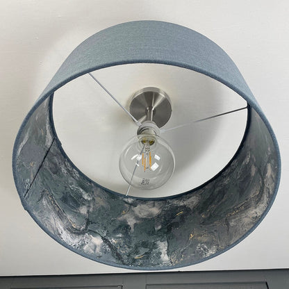 Sango Bay Storm Wallpaper Lined Pendant Shade with Saxon Slate