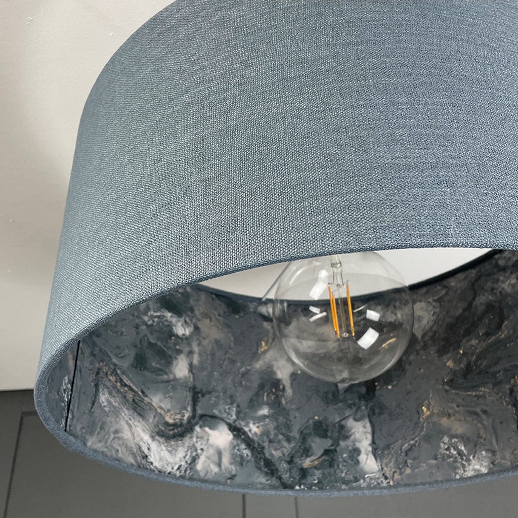 Sango Bay Storm Wallpaper Lined Pendant Shade with Saxon Slate