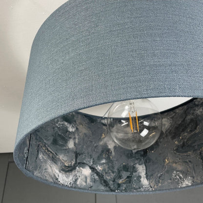 Sango Bay Storm Wallpaper Lined Pendant Shade with Saxon Slate