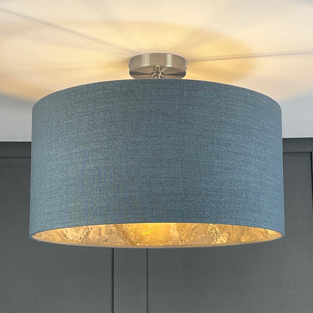 Sango Bay Storm Wallpaper Lined Pendant Shade with Saxon Slate