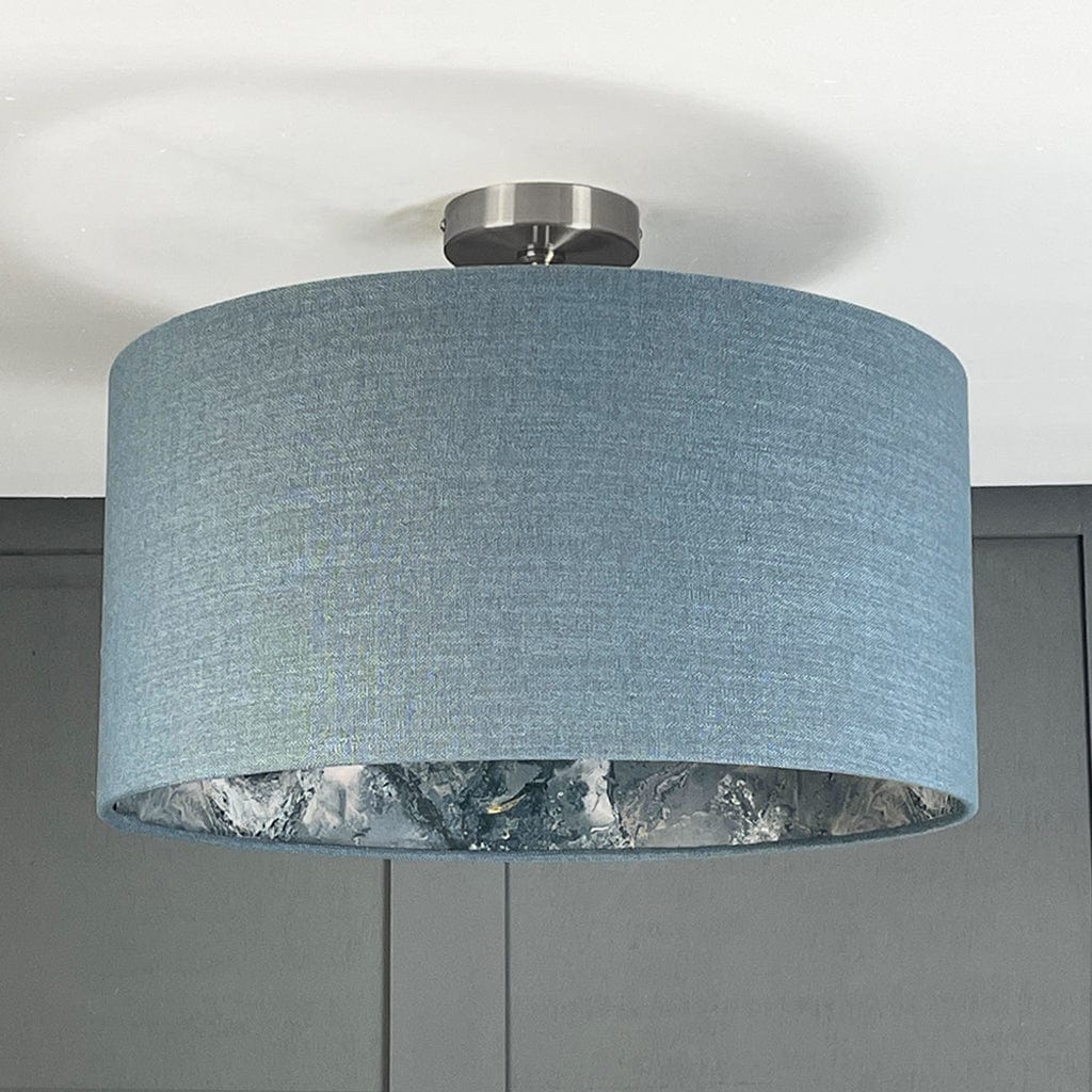 Sango Bay Storm Wallpaper Lined Pendant Shade with Saxon Slate
