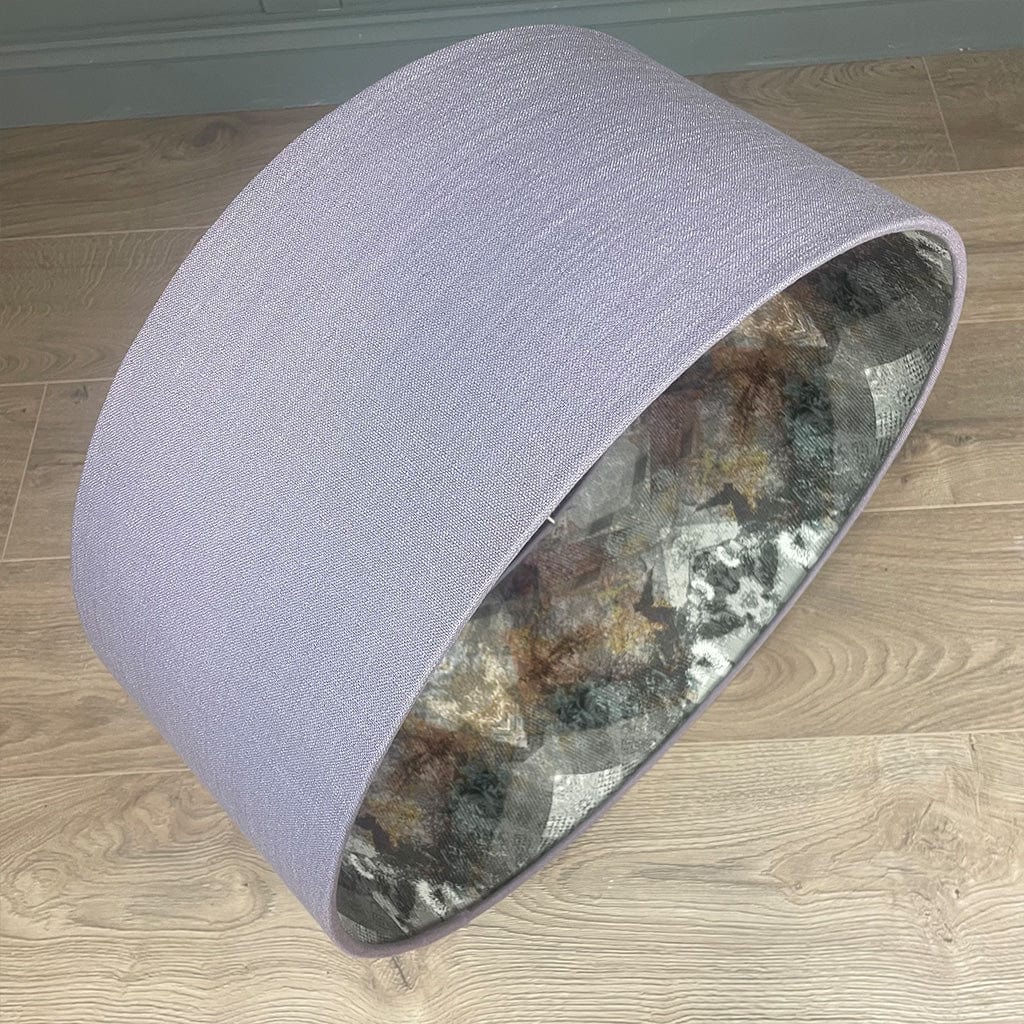 Saxon Violet Pendant Shade with Mairi Helena Scottish Flora Grey Thistle Wallpaper Lining