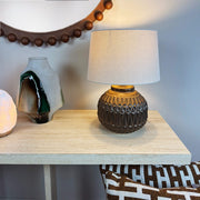 Anneli Bronze Aztec Texture Ceramic Table Lamp