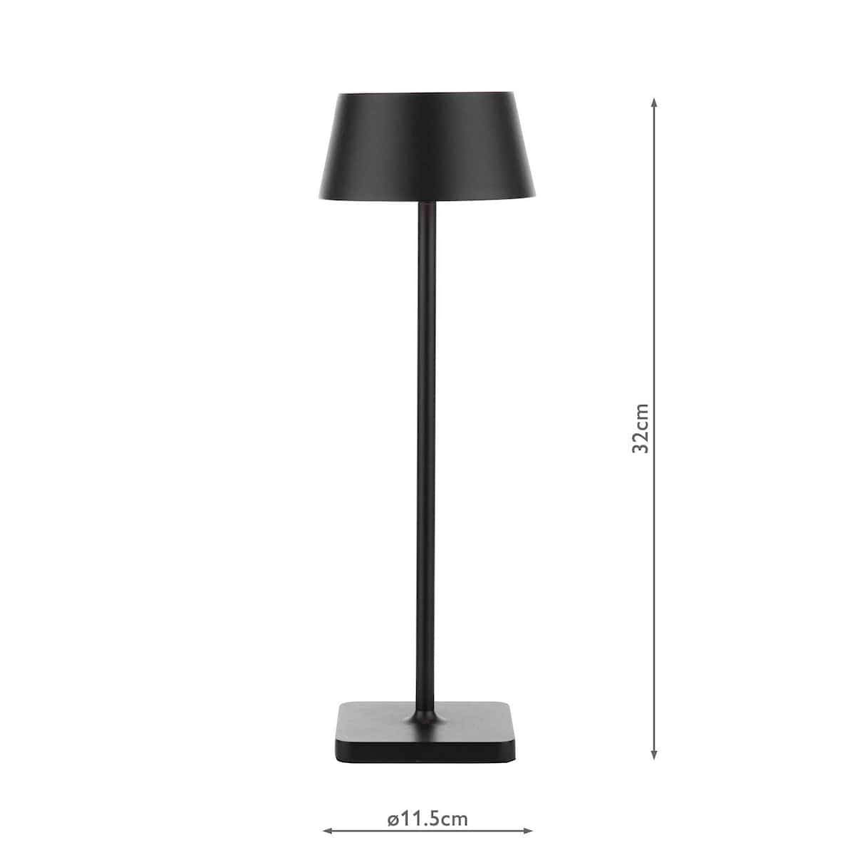 Sergio Matt Black Rechargeable Outdoor Table Lamp