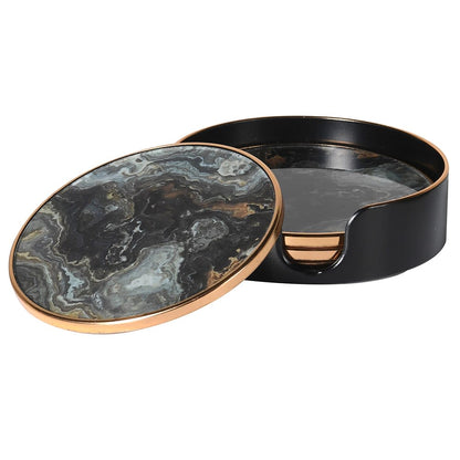 Set of 4 Black Marble Effect Coasters