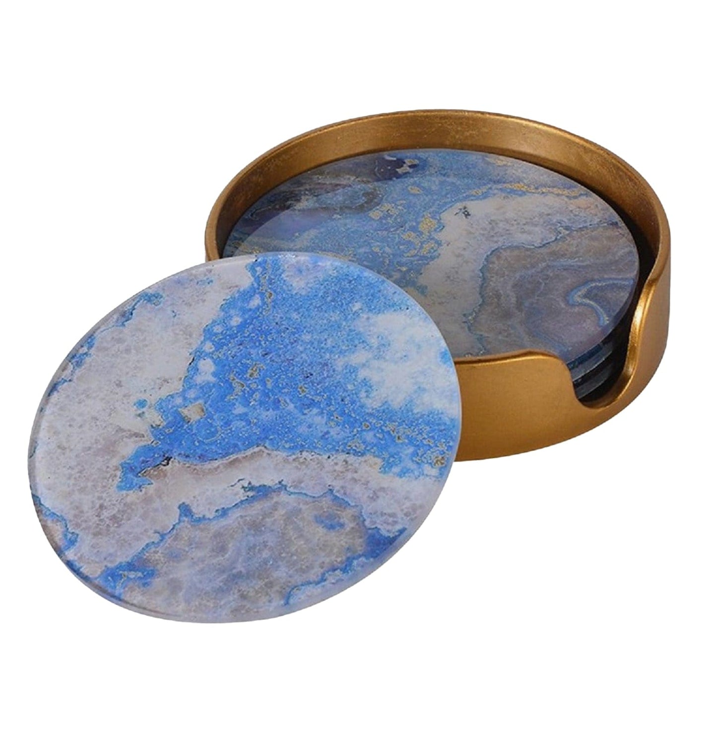 Set of 4 Blue Marble Effect Coasters