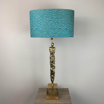 Shaman Antique Brass Table Lamp with Canton Blue Oval Shade