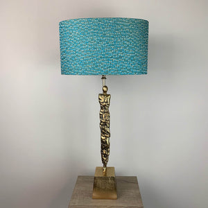 Shaman Antique Brass Table Lamp with Canton Blue Oval Lampshade