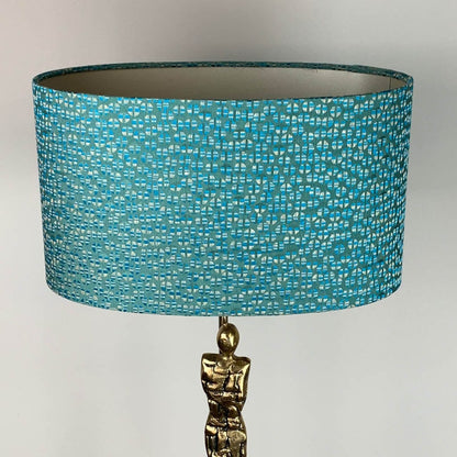 Shaman Antique Brass Table Lamp with Canton Blue Oval Shade