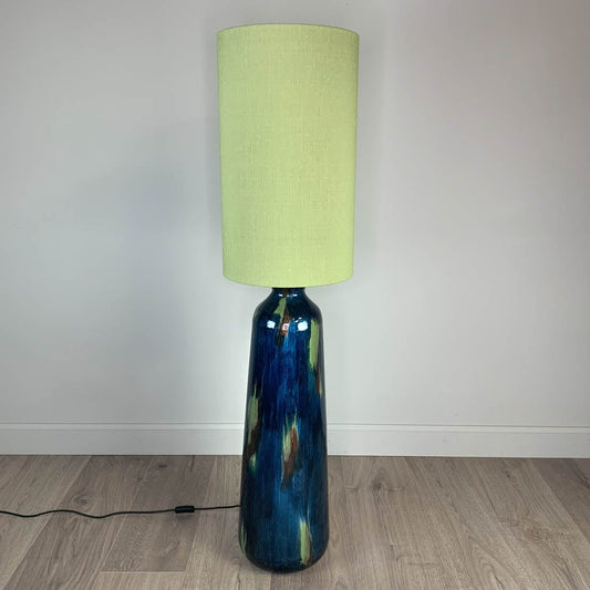 Sky Tikal Floor Lamp with Tussah Veridian Deep Cylinder Shade