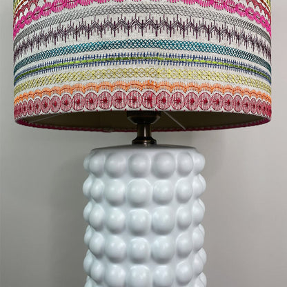 Sohan White Bobble Table Lamp with Mikado Rainbow Lampshade