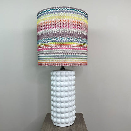 Sohan White Bobble Table Lamp with Mikado Rainbow Lampshade