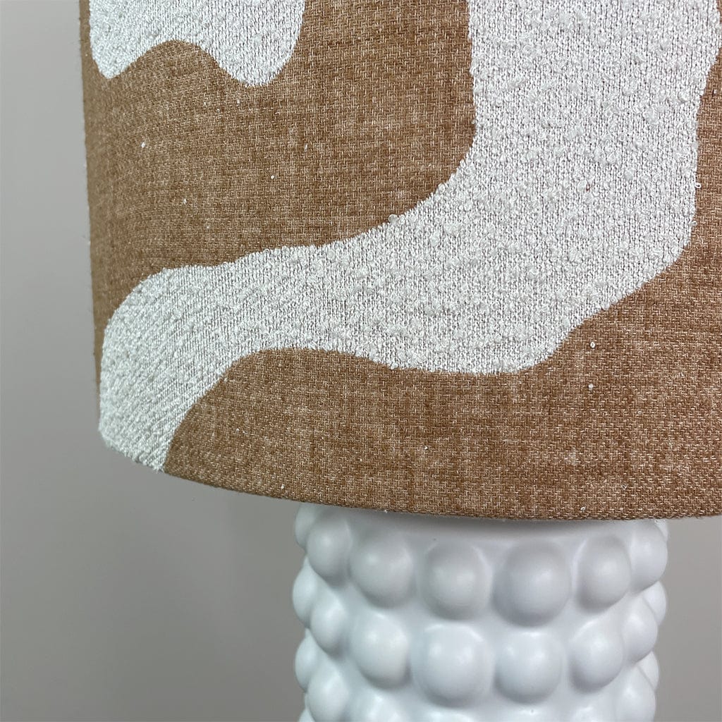 Sohan White Bobble Table Lamp with Sigrid Sandstone Lampshade