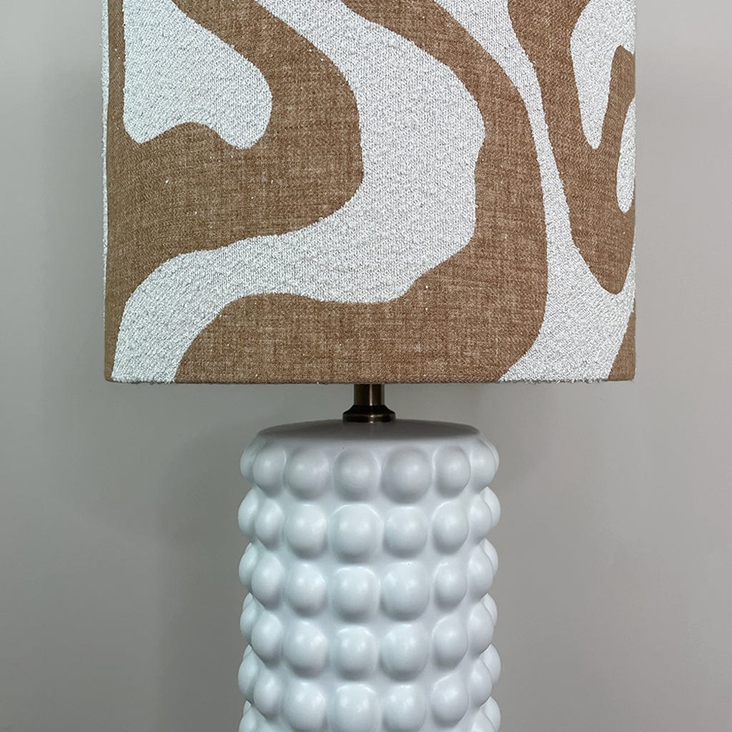 Sohan White Bobble Table Lamp with Sigrid Sandstone Lampshade