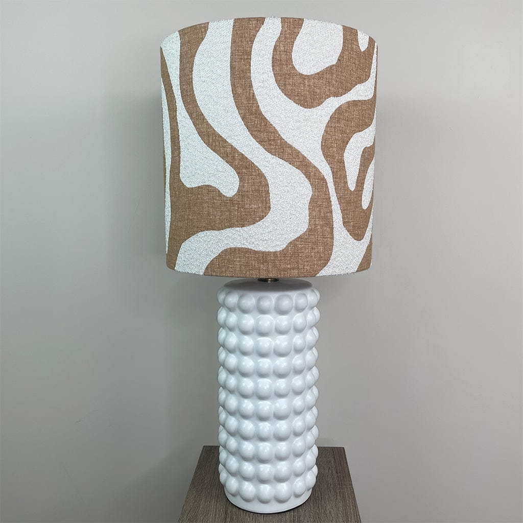 Sohan White Bobble Table Lamp with Sigrid Sandstone Lampshade