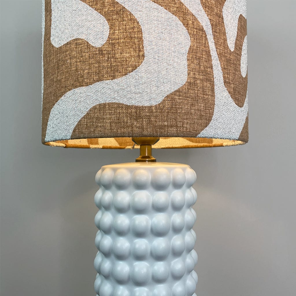 Sohan White Bobble Table Lamp with Sigrid Sandstone Lampshade
