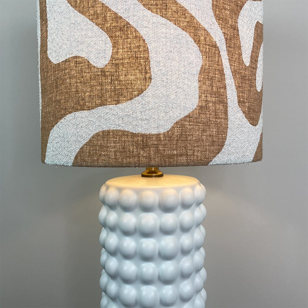 Sohan White Bobble Table Lamp with Sigrid Sandstone Lampshade