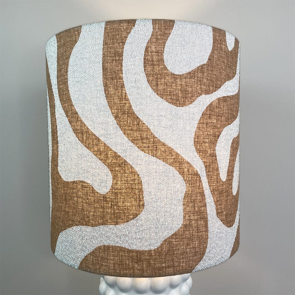 Sohan White Bobble Table Lamp with Sigrid Sandstone Lampshade