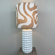 Sohan White Bobble Table Lamp with Sigrid Sandstone Lampshade