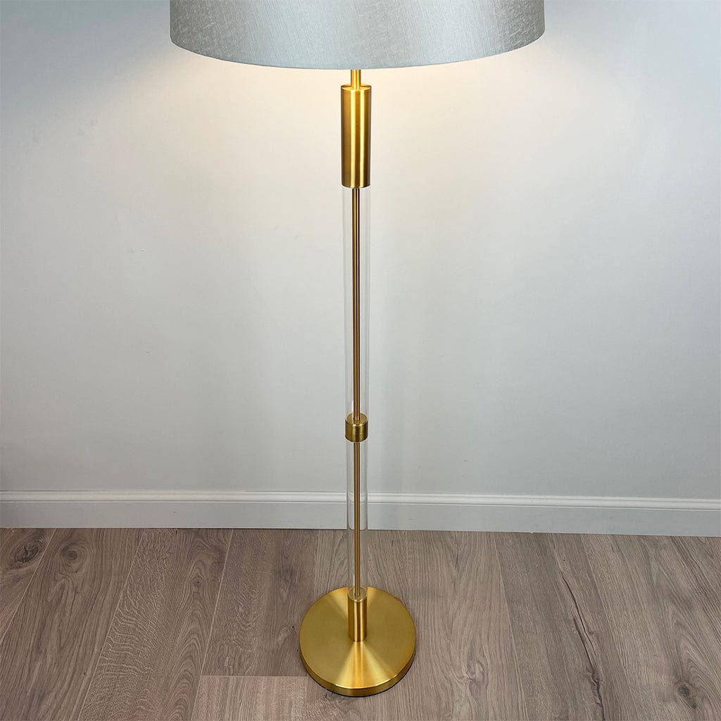 Sylvester Antique Brass & Glass Floor Lamp with Mushroom Tapered Shade