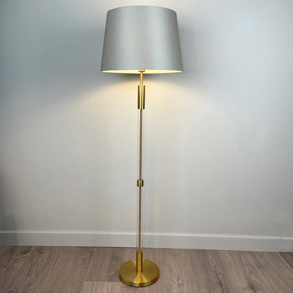 Sylvester Antique Brass & Glass Floor Lamp with Mushroom Tapered Shade