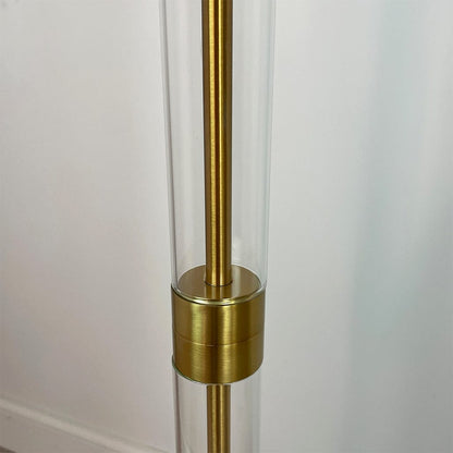 Sylvester Antique Brass & Glass Floor Lamp with Mushroom Tapered Shade