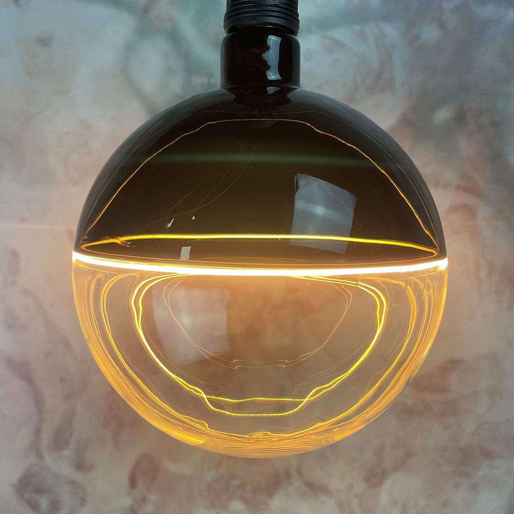 E27 Neptune Black & Clear 200mm Globe 6W Dimmable LED