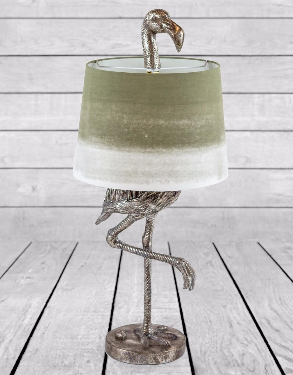 Can Can Flamingo Antique Silver Table Lamp