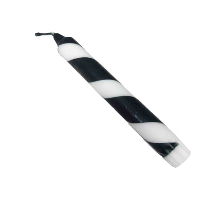 Black & White Striped Candle