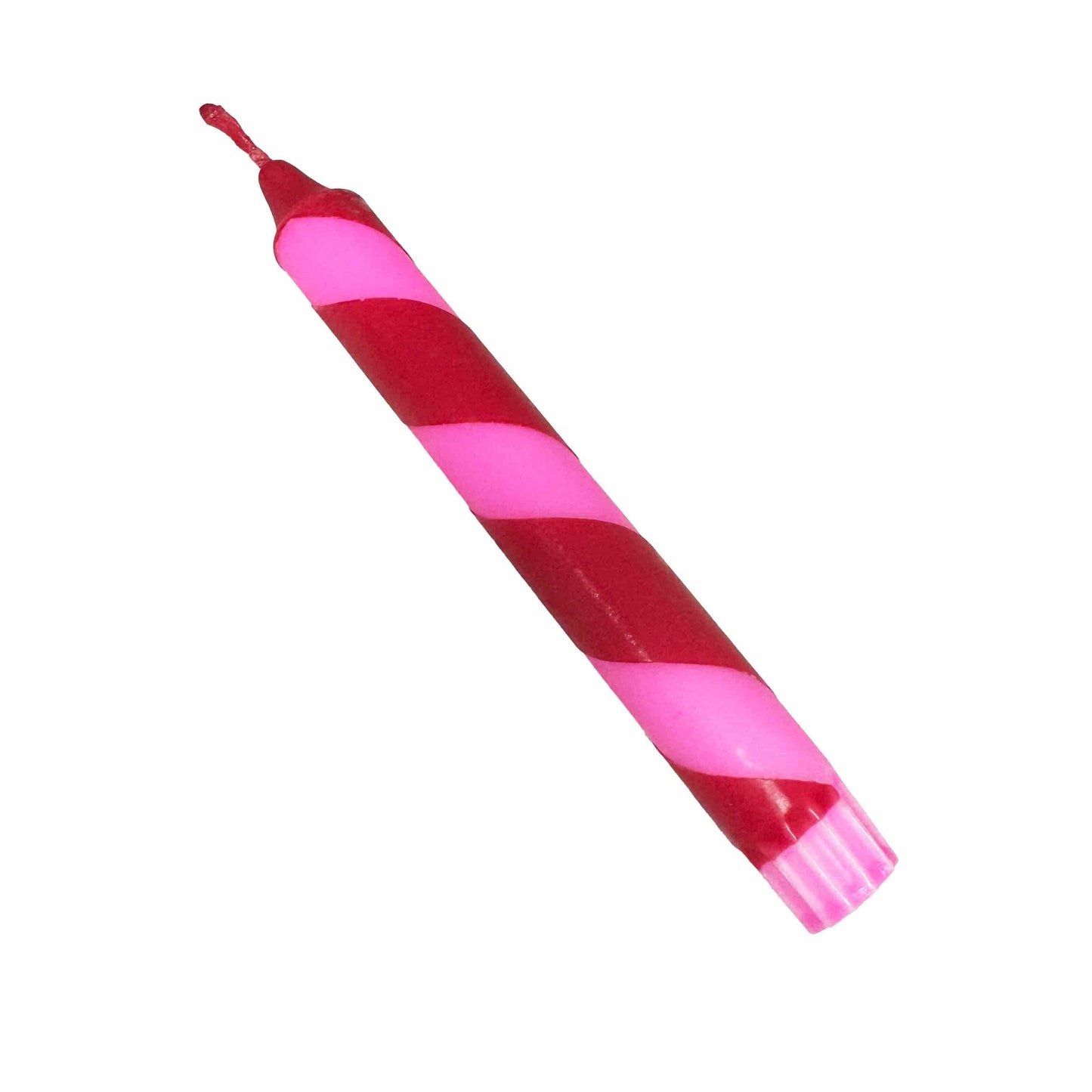 Neon Pink & Red Striped Candle