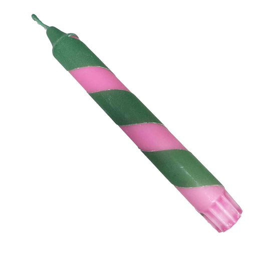 Rose & Green Stripe Candle