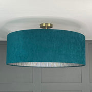 Seri Mineral Wallpaper Lined Pendant Shade with Belvoir Teal