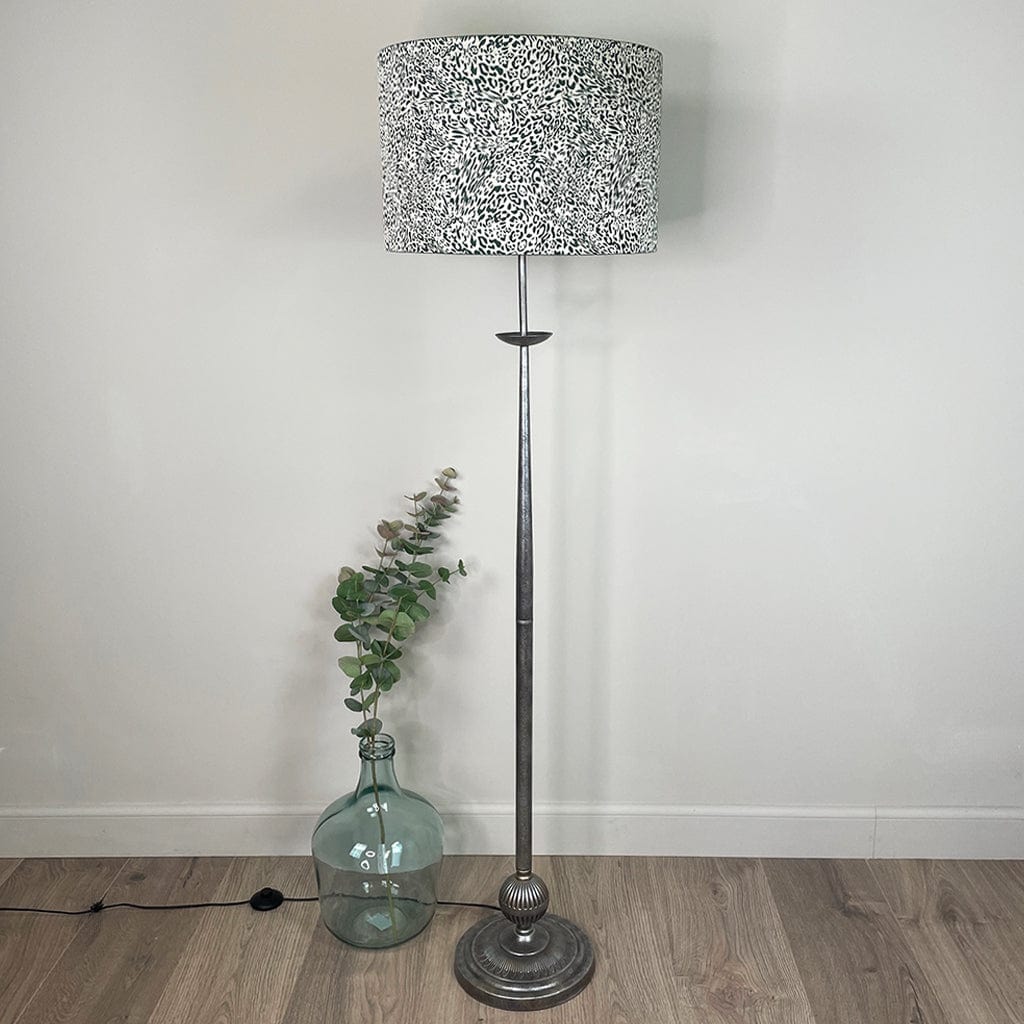 Telford Antique Silver Floor Lamp with Tanzania Fern Lampshade