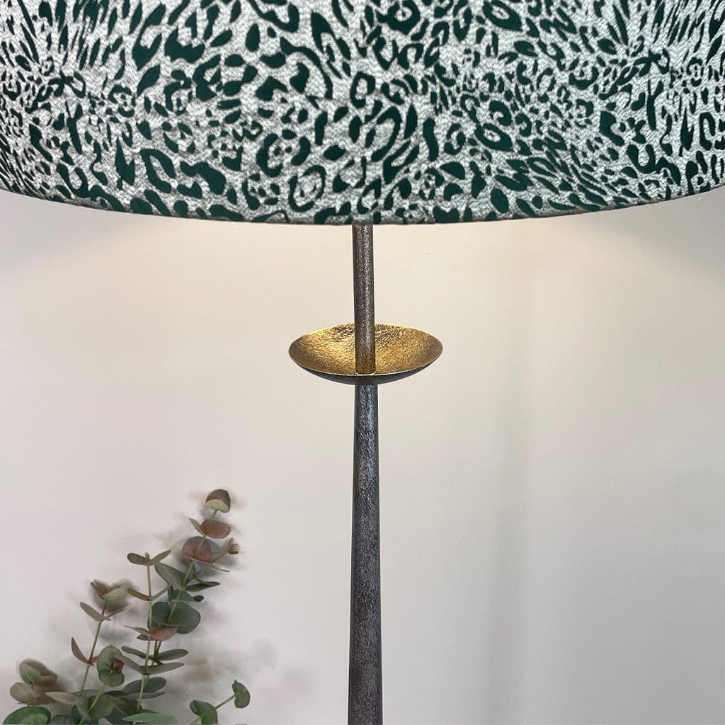 Telford Antique Silver Floor Lamp with Tanzania Fern Lampshade