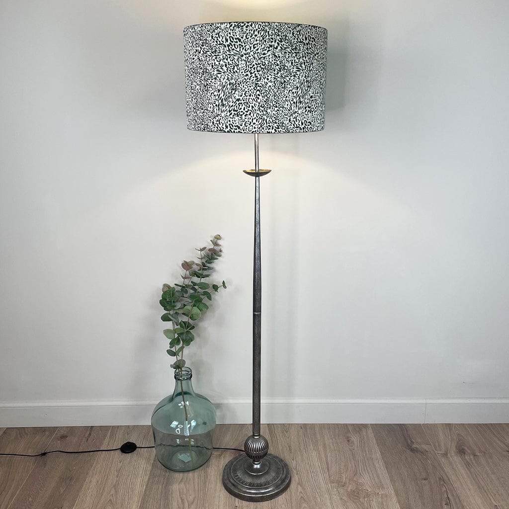 Telford Antique Silver Floor Lamp with Tanzania Fern Lampshade