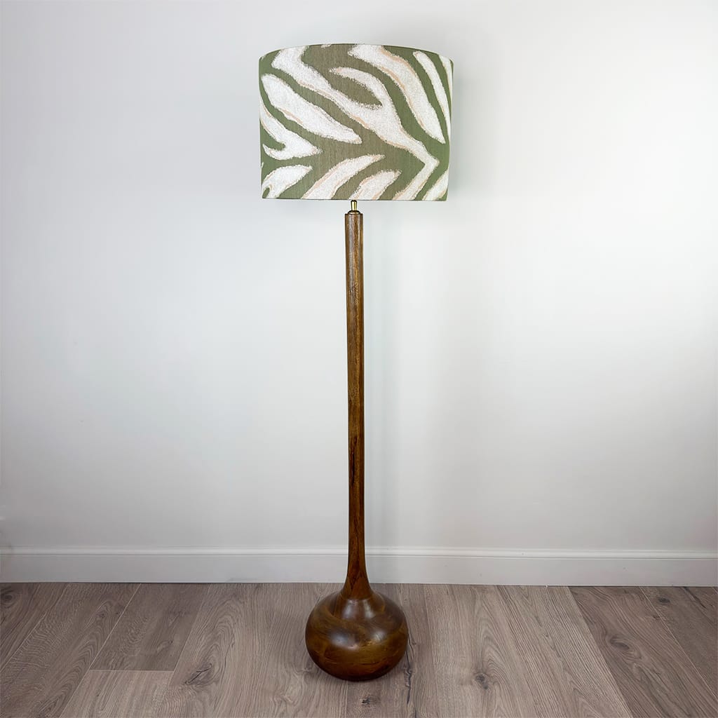Toma Oiled Wood Tall Neck Floor Lamp with Leela Cactus