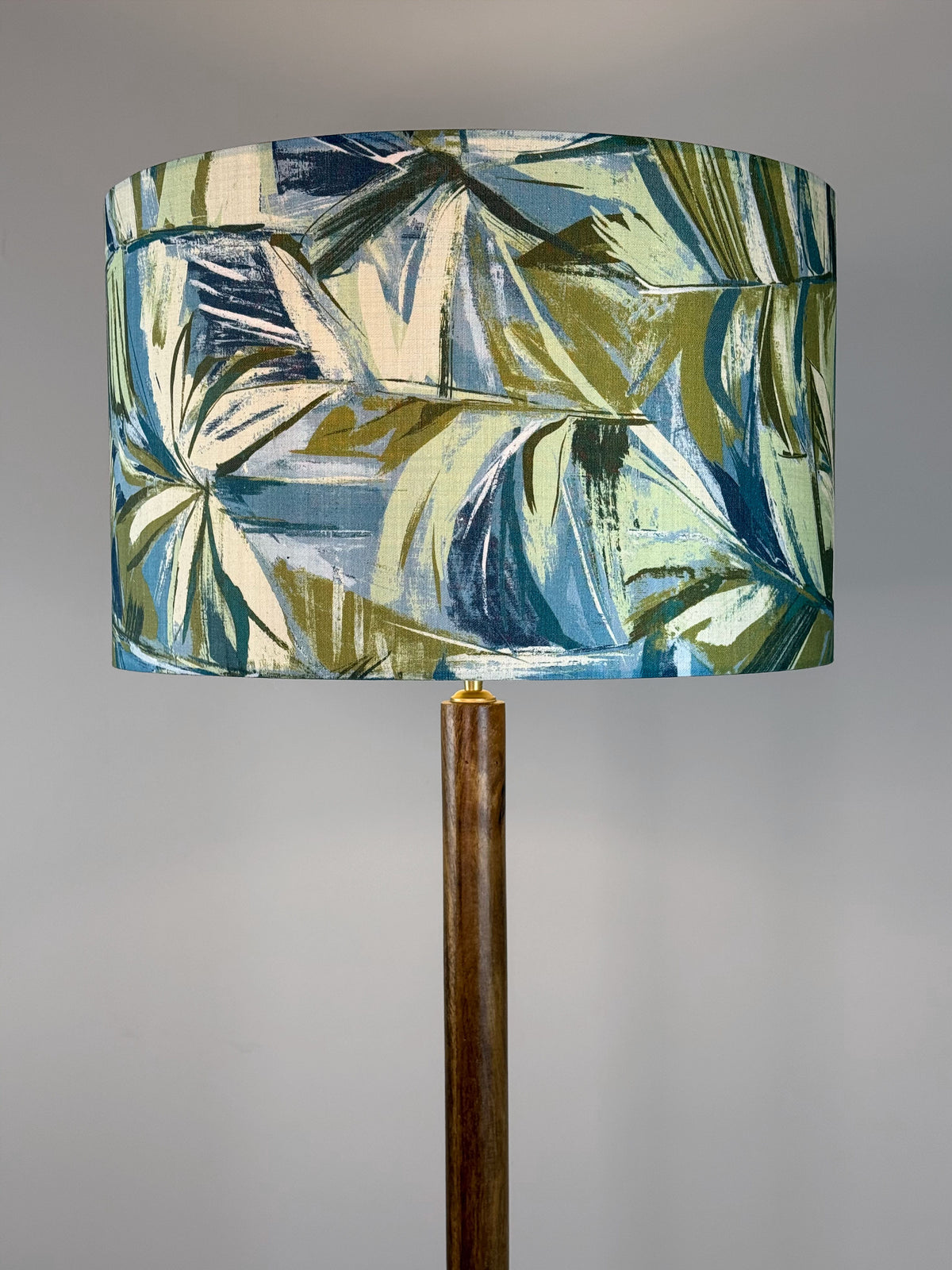Toma Oiled Wood Tall Neck Floor Lamp with Rainforest Shade