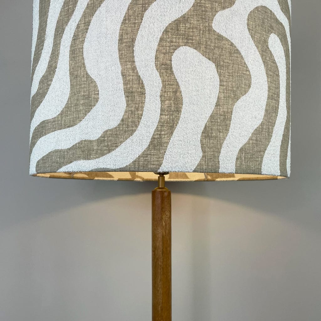 Toma Oiled Wood Tall Neck Floor Lamp with Sigrid Birch Boucle Shade