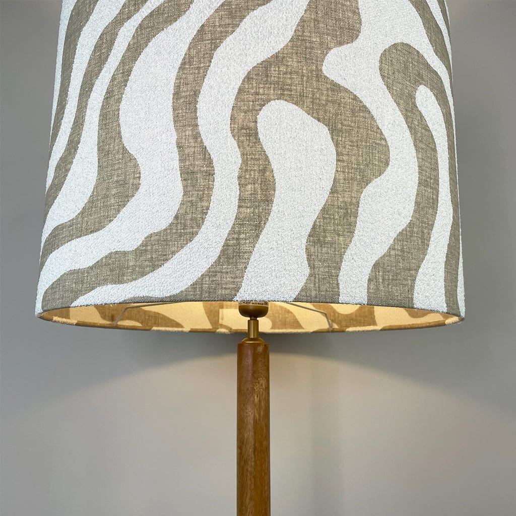 Toma Oiled Wood Tall Neck Floor Lamp with Sigrid Birch Boucle Shade