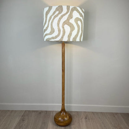 Toma Oiled Wood Tall Neck Floor Lamp with Sigrid Birch Boucle Shade