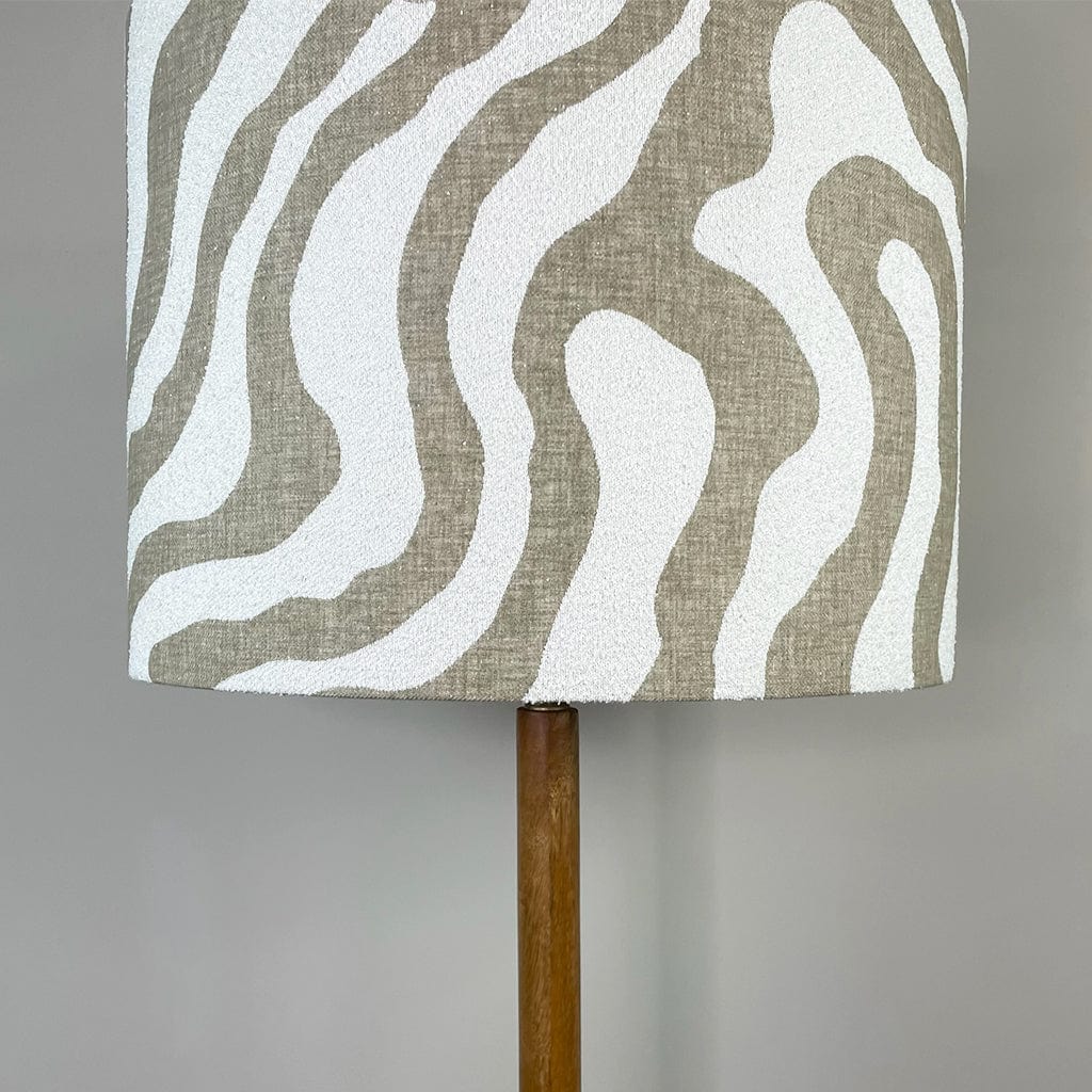 Toma Oiled Wood Tall Neck Floor Lamp with Sigrid Birch Boucle Shade