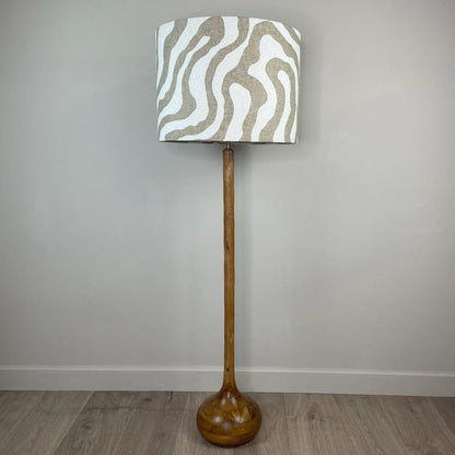 Toma Oiled Wood Tall Neck Floor Lamp with Sigrid Birch Boucle Shade