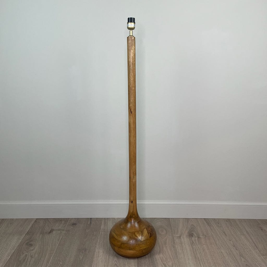 Toma Oiled Wood Tall Neck Floor Lamp with Sigrid Birch Boucle Shade