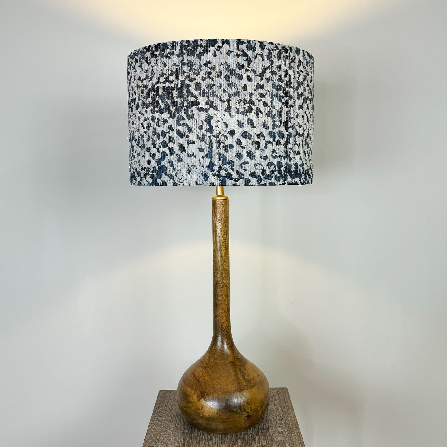 Toma Oiled Wood Tall Neck Table Lamp with Madagascar Midnight