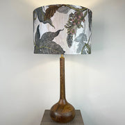 Toma Oiled Wood Tall Neck Table Lamp with Timorous Beasties Epic Botanic Beige Peach