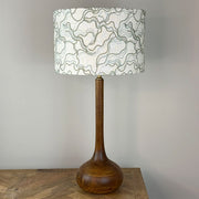 Toma Oiled Wood Tall Neck Table Lamp with Elodie Lilypad Lampshade