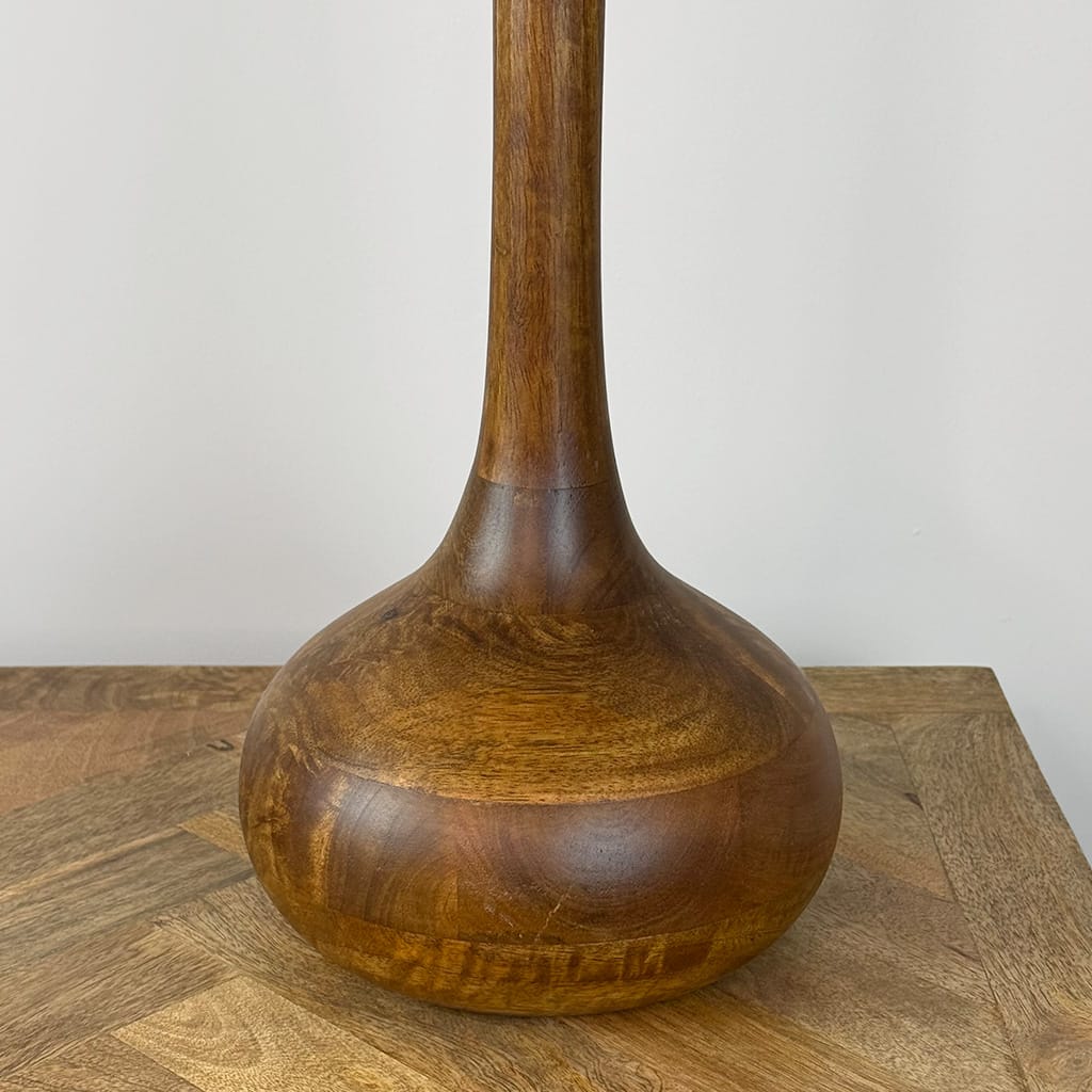 Toma Oiled Wood Tall Neck Table Lamp with Elodie Lilypad Lampshade