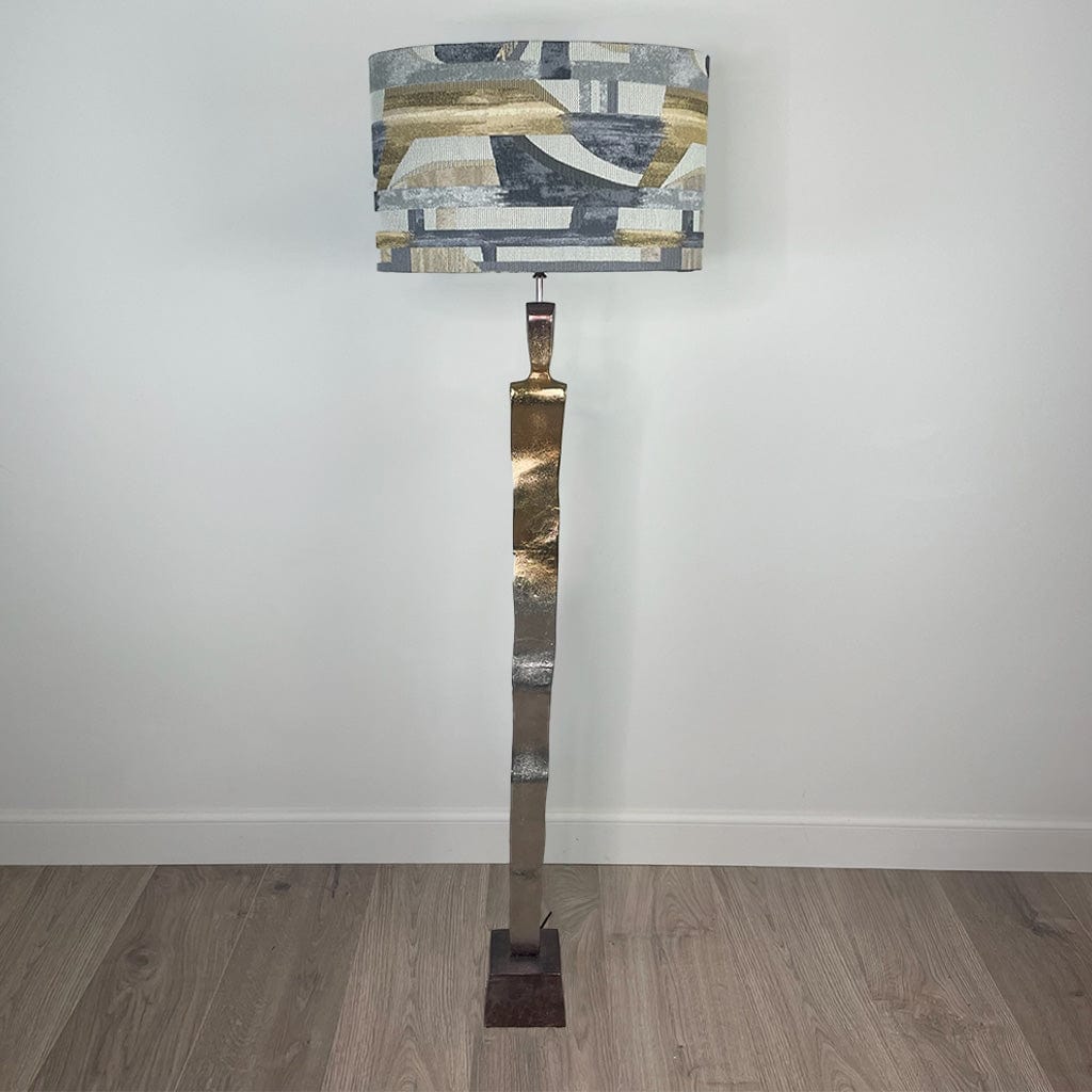 Totem Nickel & Champagne Floor Lamp with Berlin Ochre Oval Shade